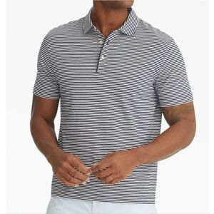 UNTUCKIT Segura pima cotton navy striped short sleeve‎ polo shirt XXL